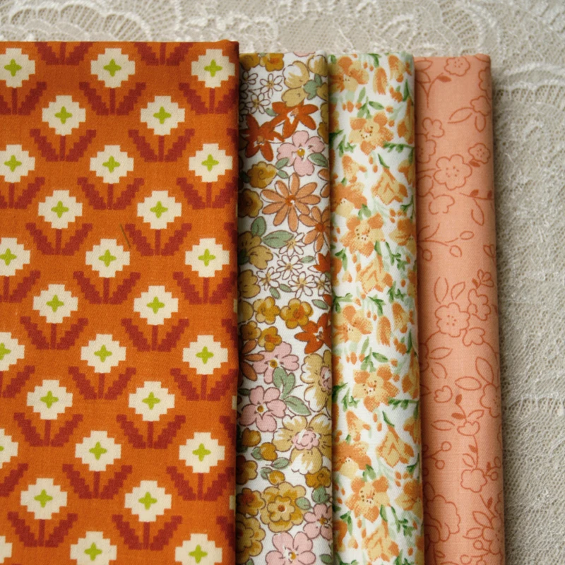 160x50cmOrangeSeaTwillCottonSewingFabricMakingDressBedSheet