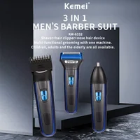 Kemei Multifunctional 3 In 1 Electric Foil Shaver Rechargeable Cordless Hair Clipper Beard Nose Hair Trimmer Razor Grooming Kit 2