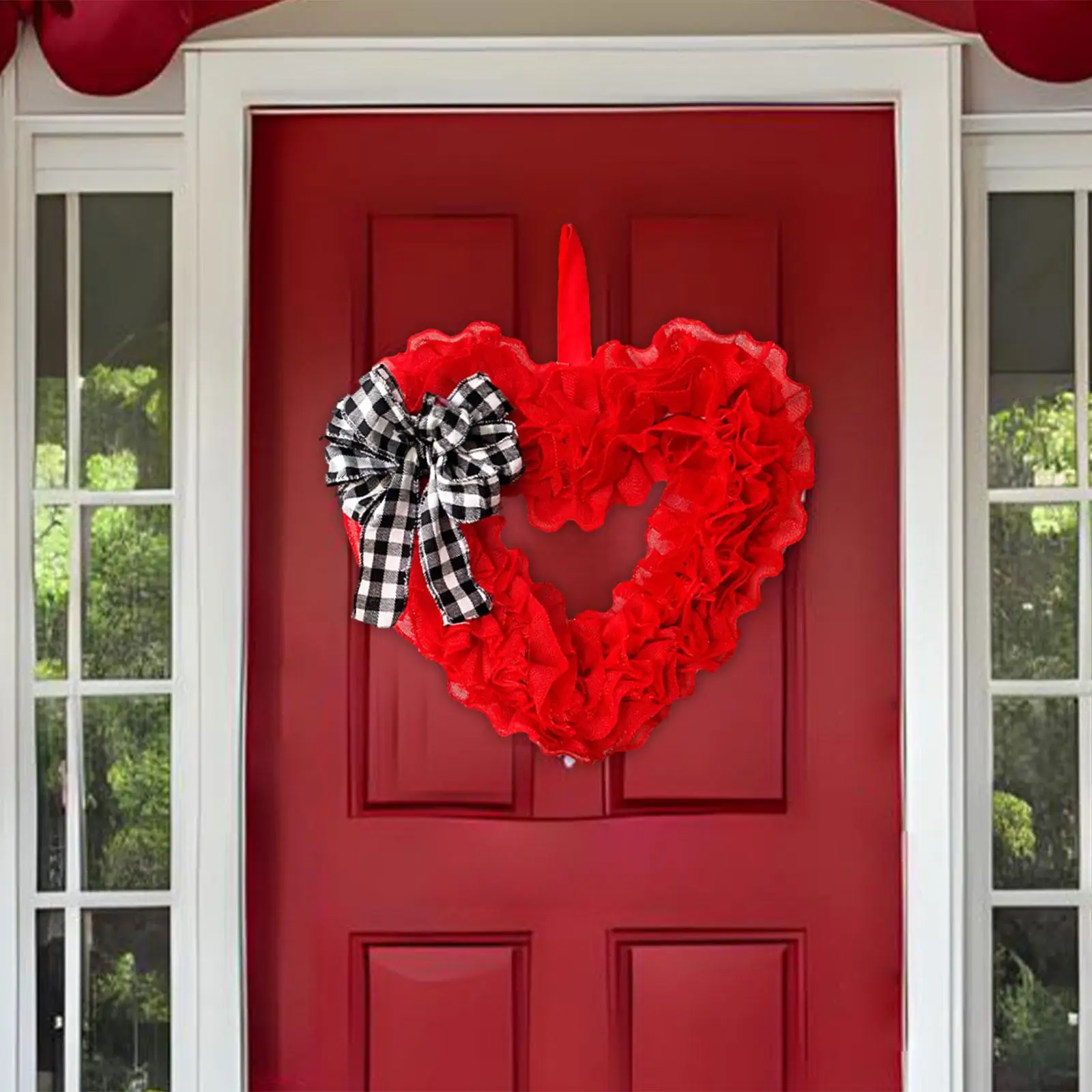 Bow Ribbon Wreath Artificial Wreath Home Decoration Sign Ornament Heart Wreath