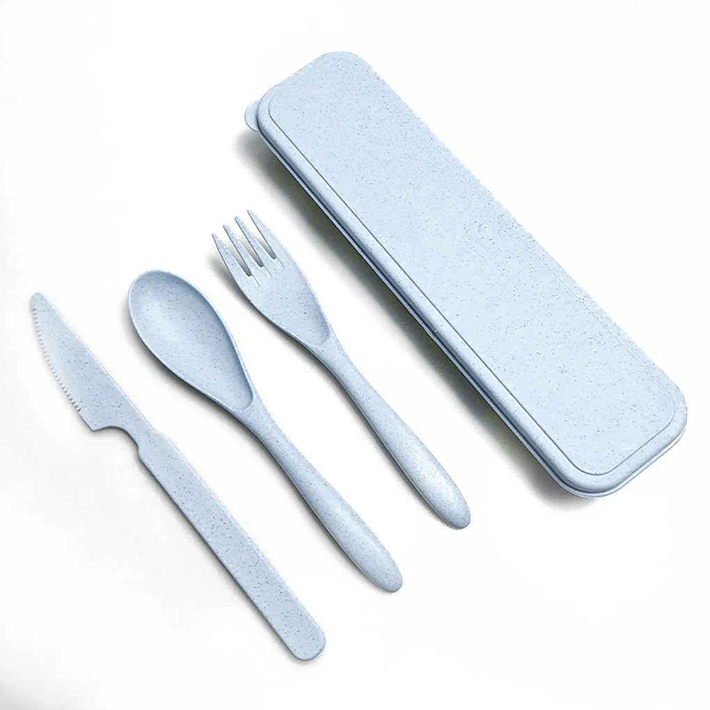 Cutlery Set 3Pcs Wheat Straw Dinnerware Portable Tableware Knife Fork Spoon