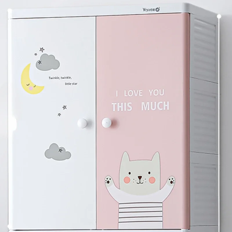 Storage Organizer Children Wardrobes Rack Portable Mobile Plastic Children Wardrobes Closet Szafa Na Ubrania Furniture MR50CW