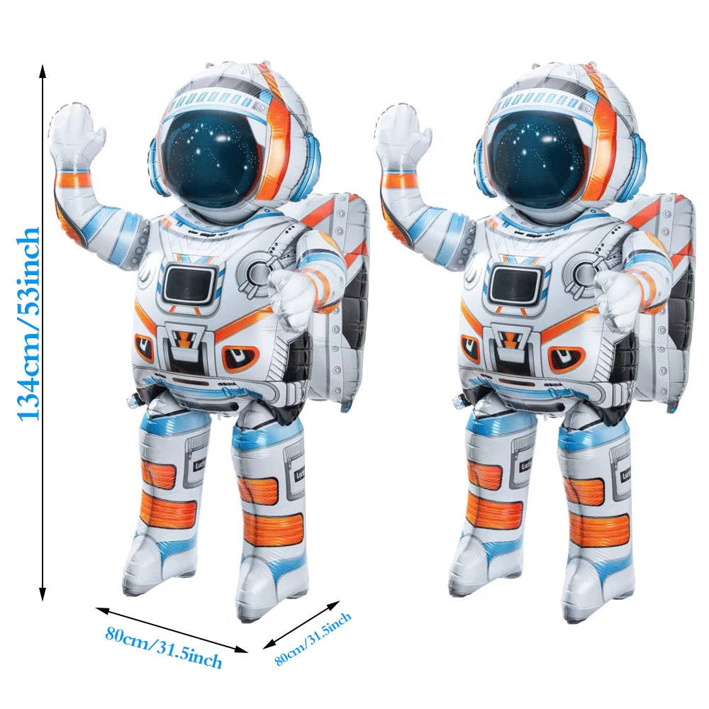 2er Pack 4d stehende aufblasbare Astronauten raketen ballons Raum party dekor Weltraum galaxie Planet Thema Geburtstags feier liefert – Detail 7