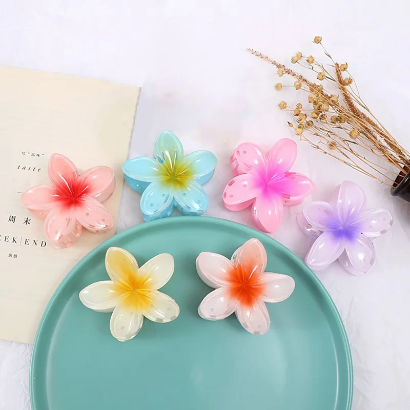 8cm Gradient Color Super Bloom Clip Claws For Women Cute Sweet Plastic