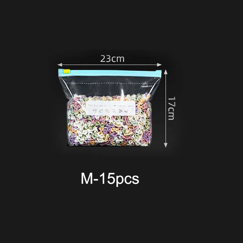 Reusable Transparent Zip Storage Bags for Kitchen and Refrigerator (Set of 3 Sizes)