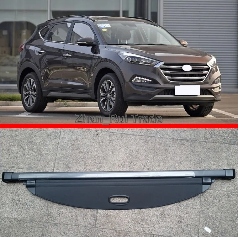 

Для Hyundai Tucson 2015 2016 2017 алюминий + холст черный Задний грузовой Чехол автомобильные аксессуары наклейки