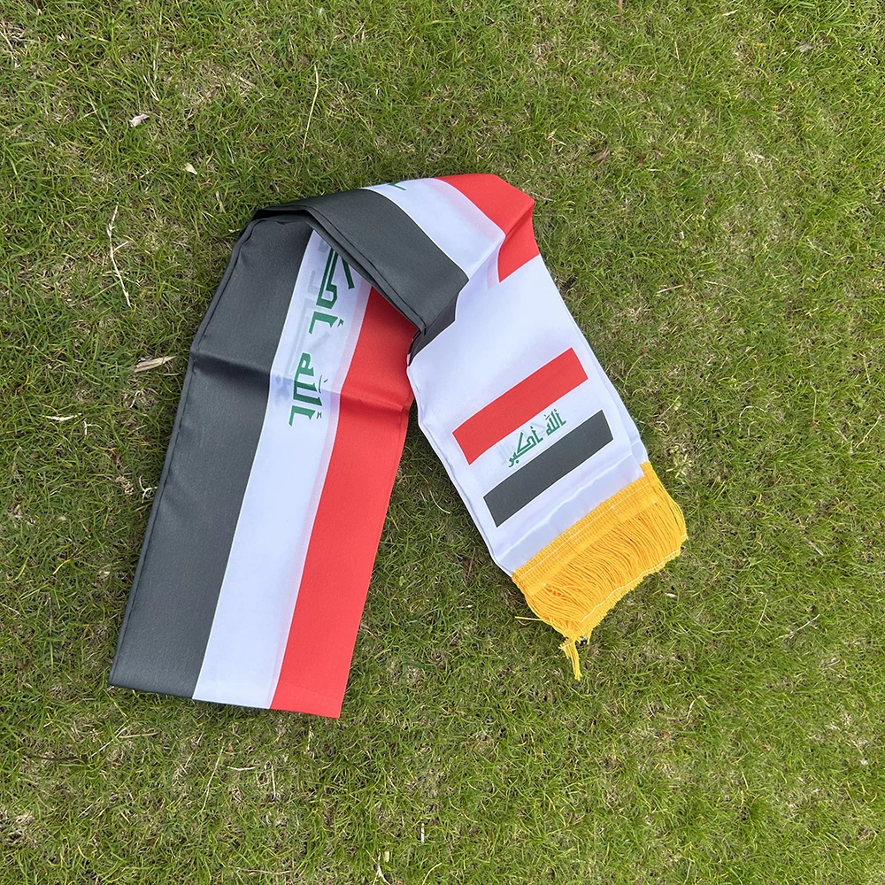 Iraq Scarf 14x135cm Double-sided printed Satin Iraq Flag Scarf Tassels Suitable for 2026 Football cup, Sports, Events - Image 4