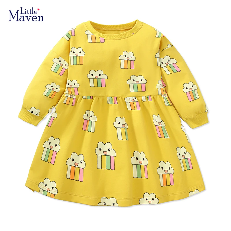 Baby Girls Autumn Cotton Children Clothing Cartoon Princess Long Sleeves Dress Spring