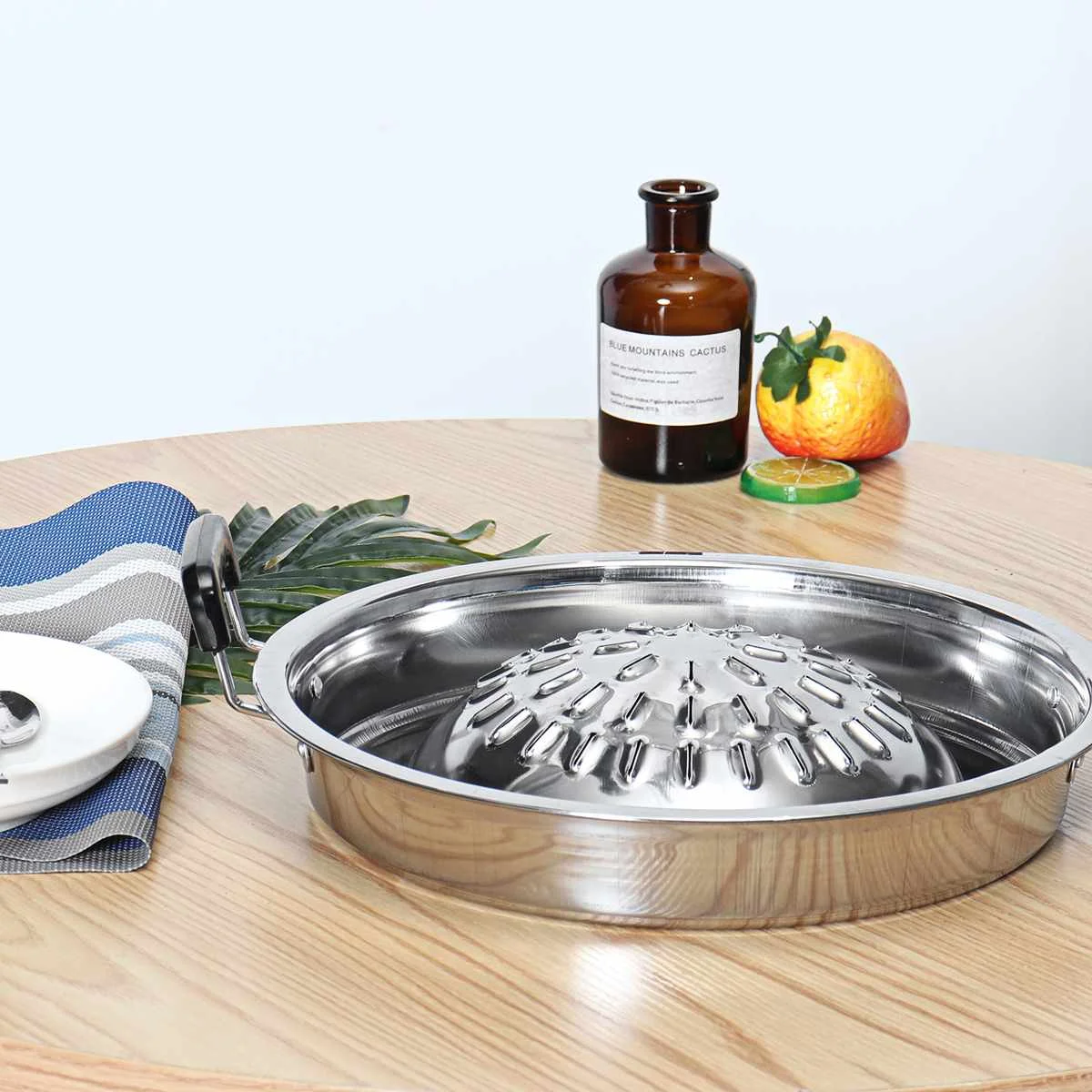Thai Style BBQ Grill Pan 36cm bbq grill pan Aluminum Barbecue Topper Stovetop Plate Barbecue Pan Basket Steamer Cookware Kitchen Cooking Tools