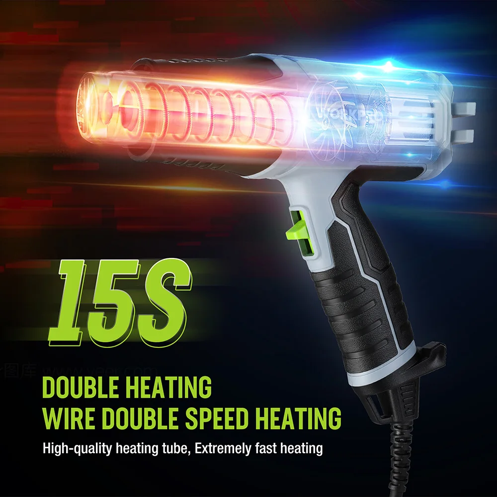WORKPRO 2000W VDE Plug Industrial Electric Hot Air Gun Thermoregulator Heat Guns Shrink Wrapping Thermal Heater Nozzle 3