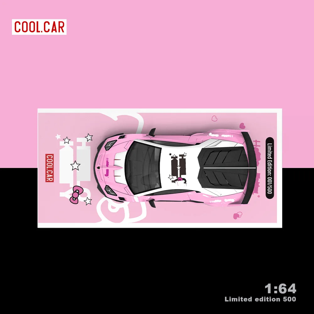 [Kitty p Car w f] Cool Car 1:64 GTEVO Pink Cat Painting Simulation Alloy Car Model for Collection&Display&Gift 