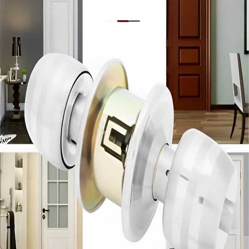 Stainless Steel 60mm Center Pitch - Row Doors Lock for Toilet / Bedroom / Wooden Door with Round Handles
