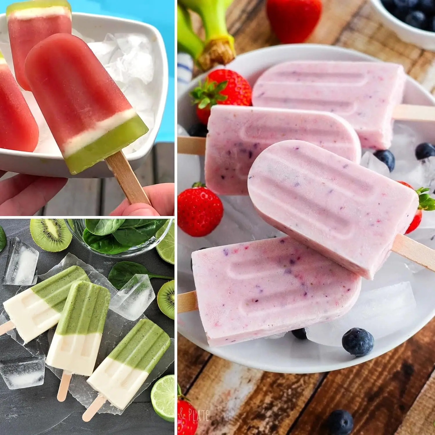 10 Cavity Popsicle Molds Silicone Ice Pop Molds with 50pcs Sticks Homemade Popsicle Ice Pop Maker Easy Release Ice Cream Molds