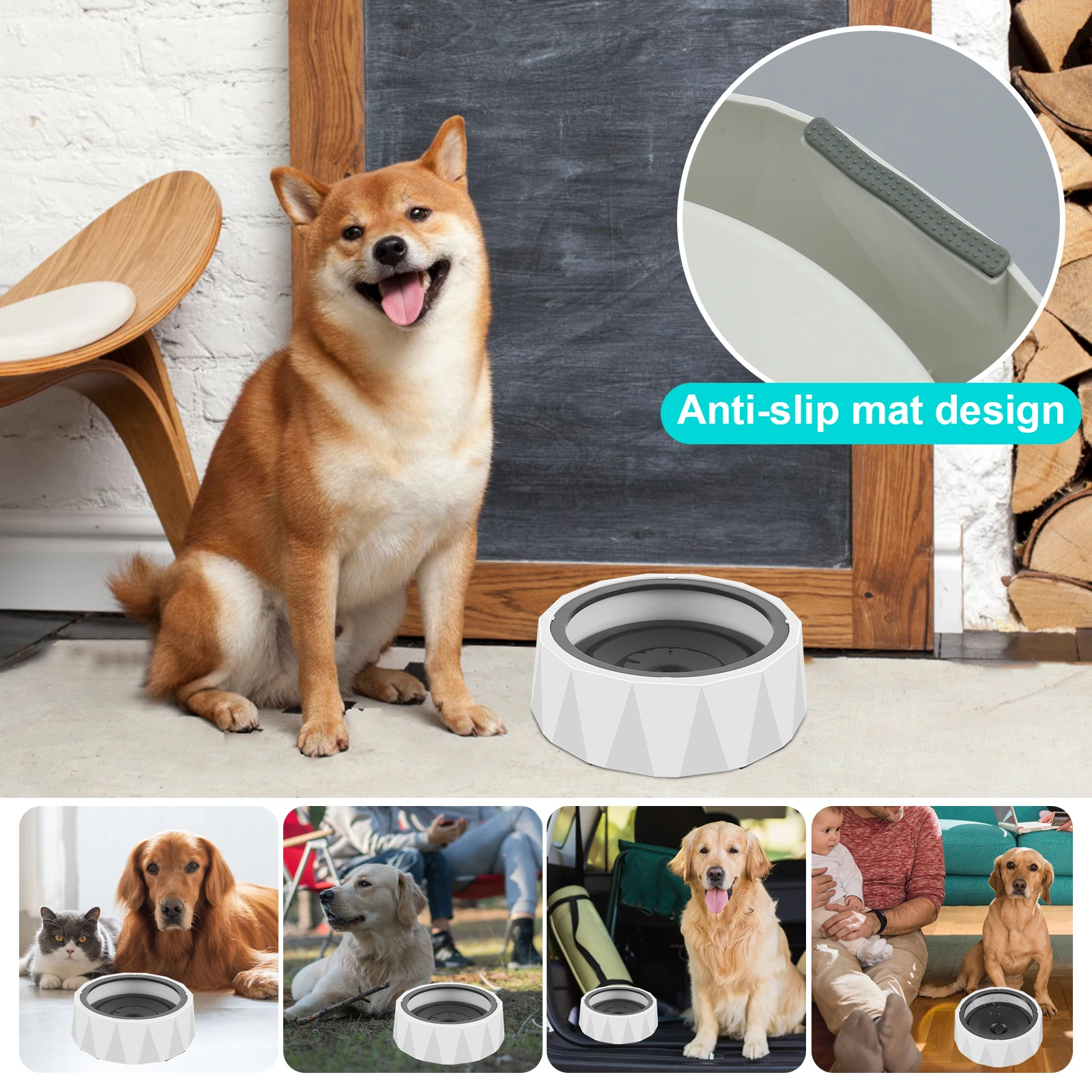 Pink Cute Dog Water Bowls Spiral Slower Feeder Dog Bowls Anti Gulping  Feeding Bowls Prevents Choking