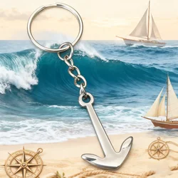 Nautical Anchor Keychain - Stainless Steel Adventure Gear with Skull Fishhook Design (Long anchor)