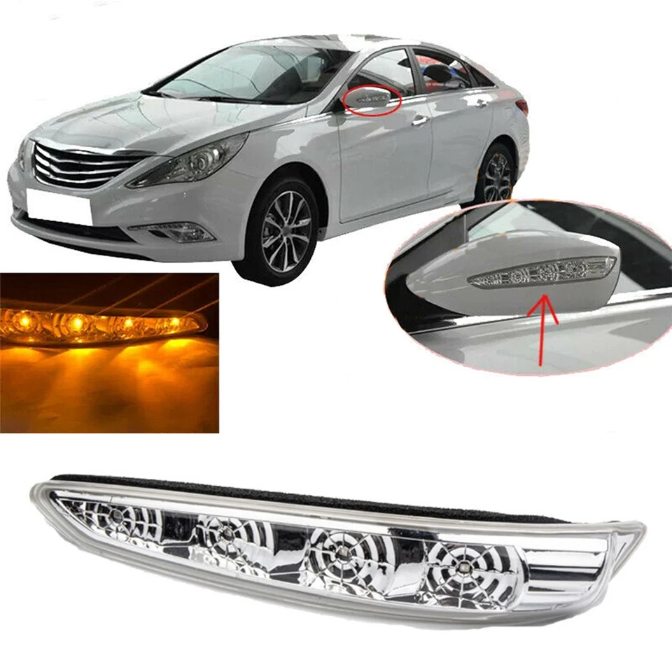 Pair Of Chrome & Amber Headlights For Hyundai Sonata 2011-2014 - Left & Right Side Lamps By LEADZM