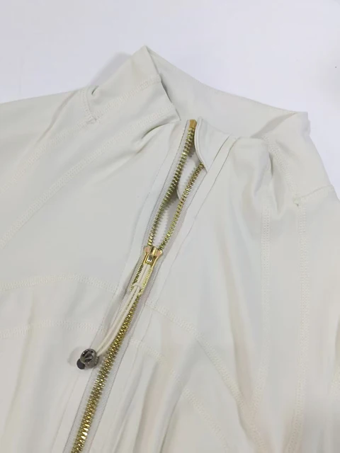 68919-8365d7.jpg LULU FLORA Short silver zipper stand up collar jacket for waist slimming yoga women's outerwear, sun protection, quick drying,