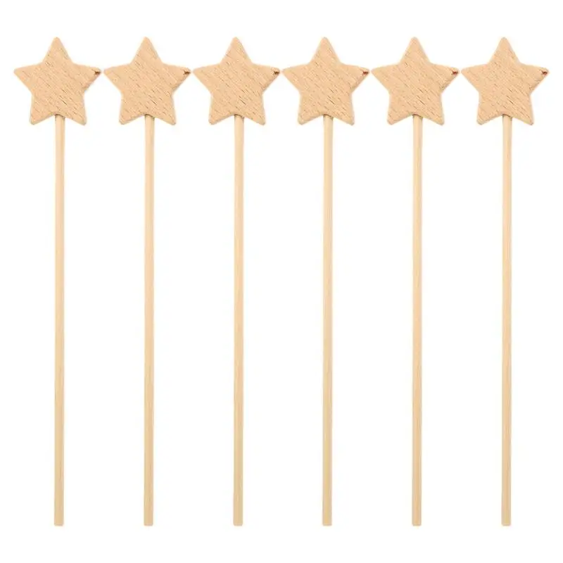 

6pcs Unfinished Fairy Wands Wooden Star Wand Fairy Sticks Party Favors Crafts Fairy Stick Girl Art Role Play Party Supplies