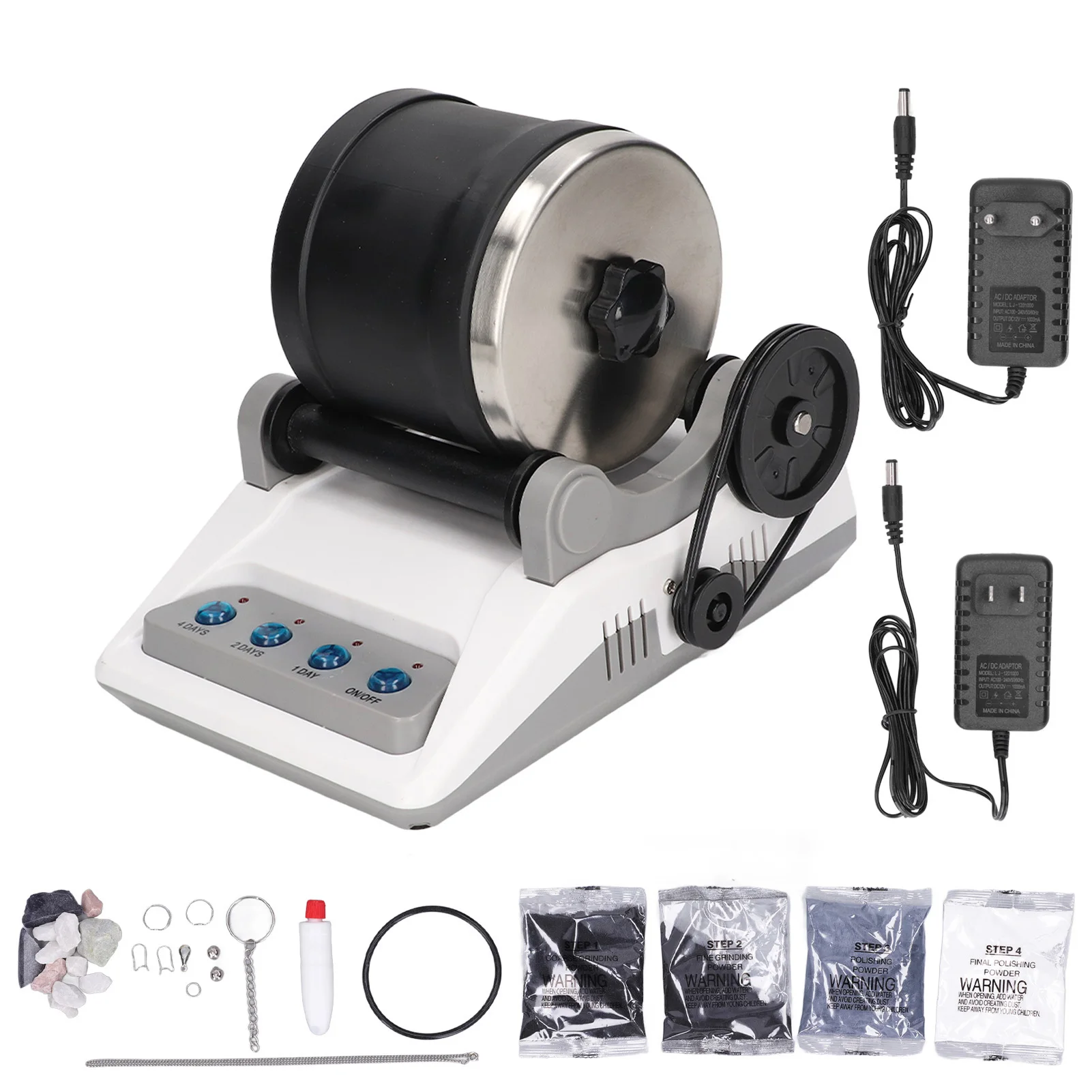 

Rock Tumbler Kit DIY Electric Rock Tumbler Toy with Rough Gemstones Polishing Grits for Adults Kids Polishing Machine 100‑240V