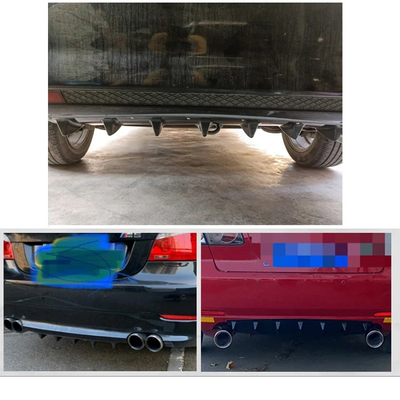 범용 스포일러 샤크 핀 3 섹션 자동차 리어 범퍼 립 7 핀 디퓨저, BMW E60, E46, E90, F10, 아우디 A4, B8, A6 용