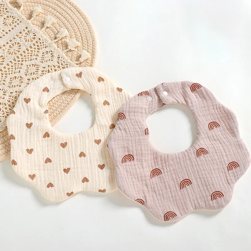 Baby Feeding Bibs 360 Degree 6 Layers Cotton Yarn Petal Infants Lace Saliva Towel Newborn Toddler Soft Cotton Burp Cloth Kid Bib accessoriesdoll baby accessories