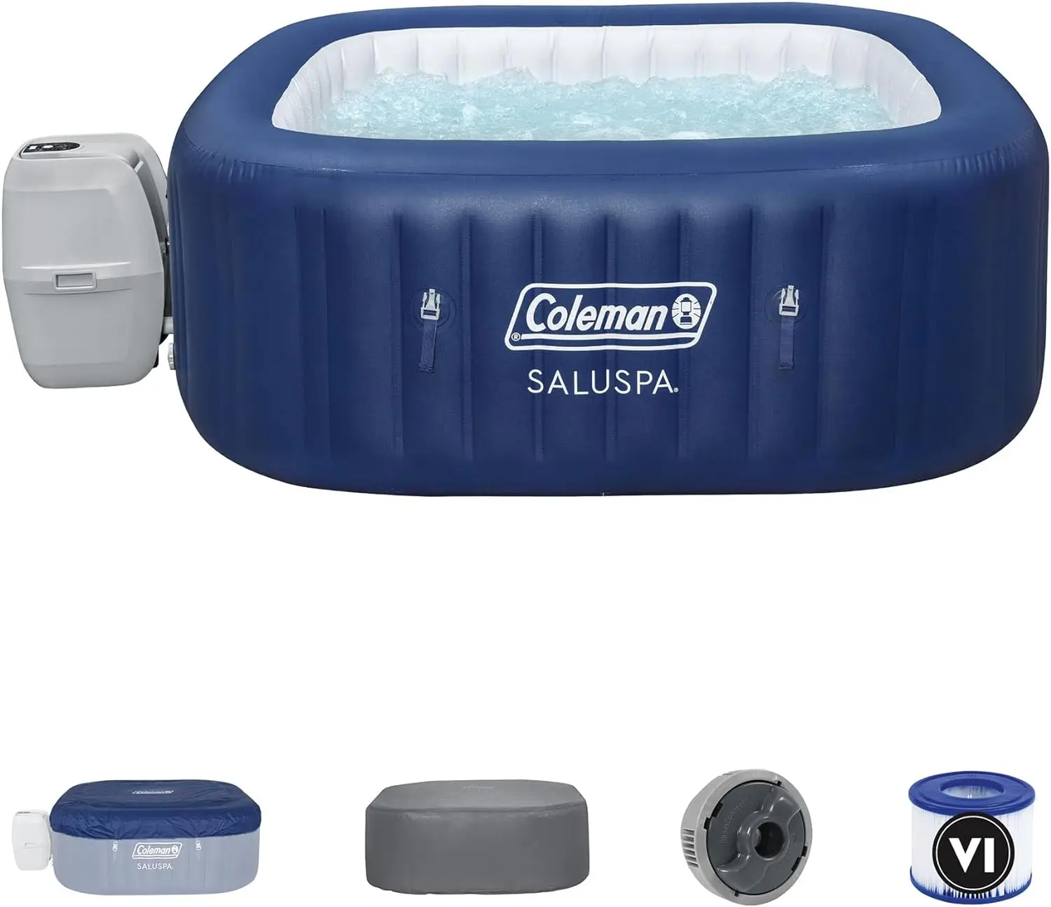 Description Picture 2 of itemAtlantis AirJet 4 To 6 Person Inflatable Hot Tub Square Portable Outdoor Spa with114-140 Soothing Jets with Cover