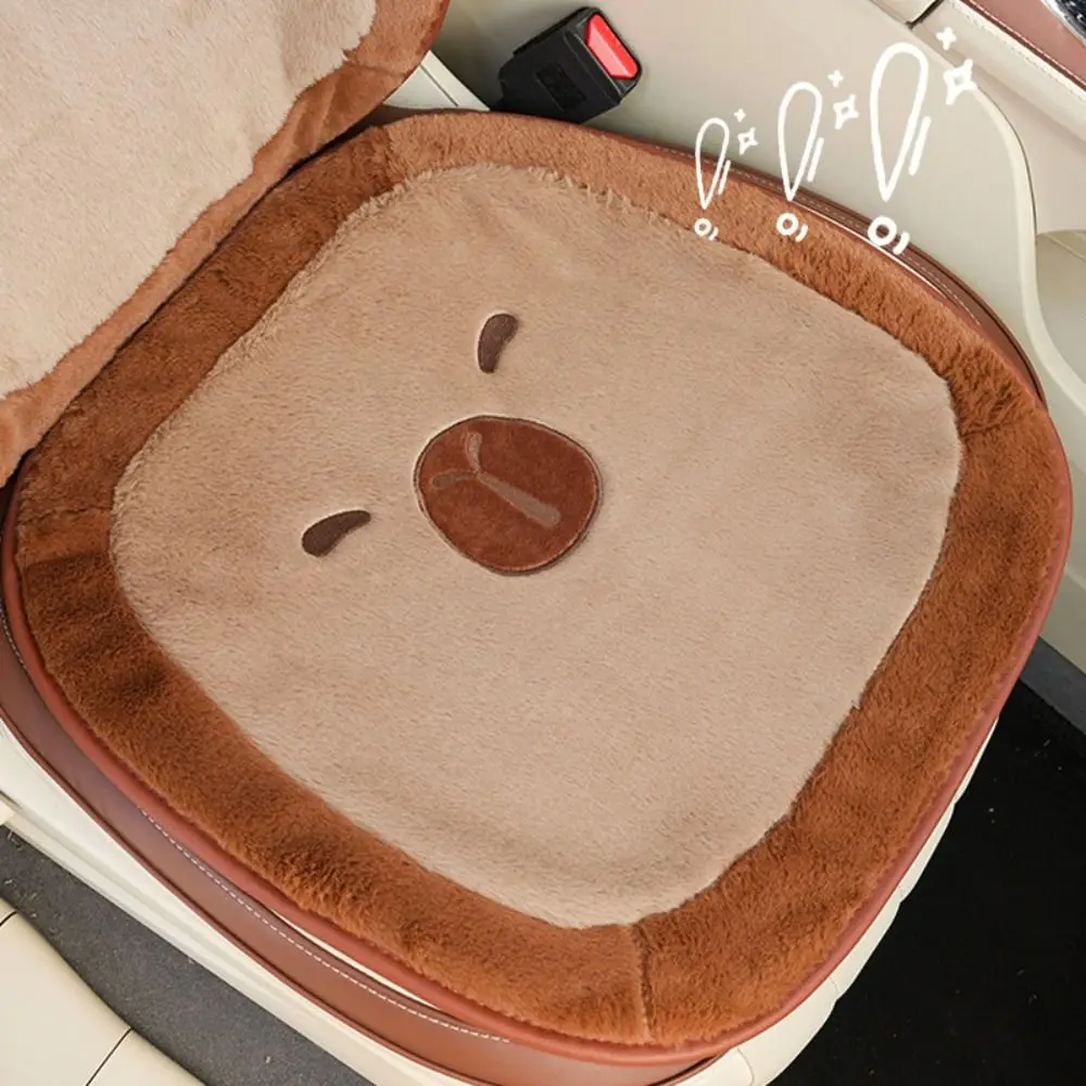 Cute Plush Capybara Car Seat Cushion Soft Stuffed Car Headrest Comfortable Lumbar Support Waist Pillow Car Decoration
