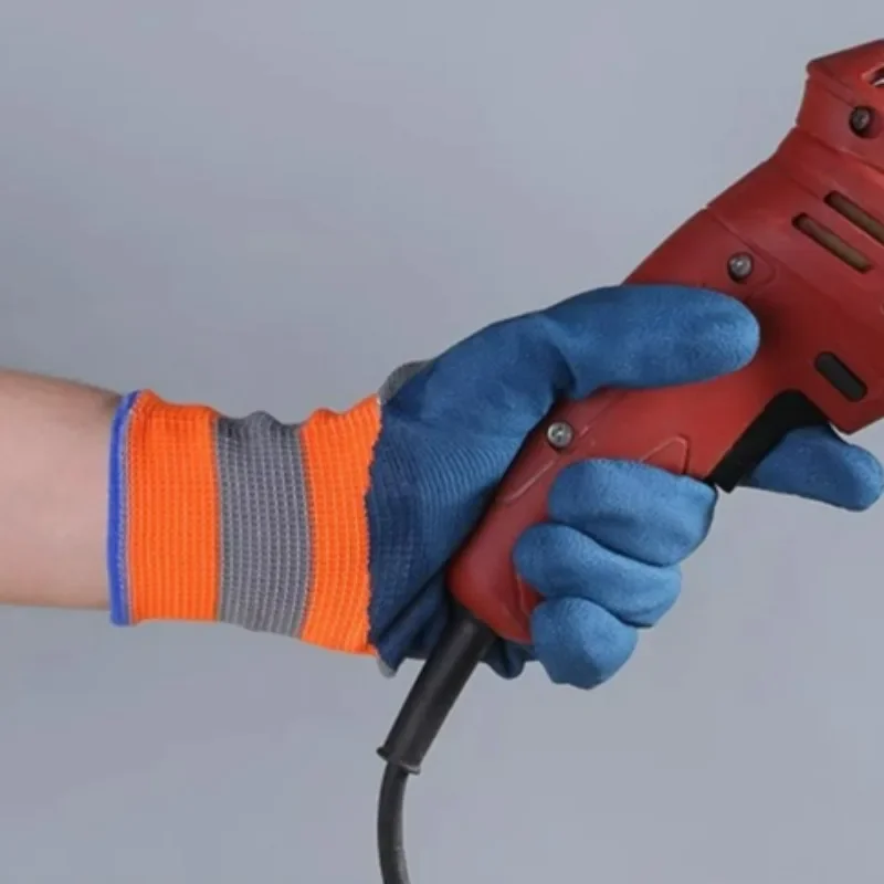 Rubber Impregnated Non-slip Gloves Men Anti Fouling Hard Wearing Work Glove Anti Dirty Workshop Factory Sturdy Nylon Work Gloves