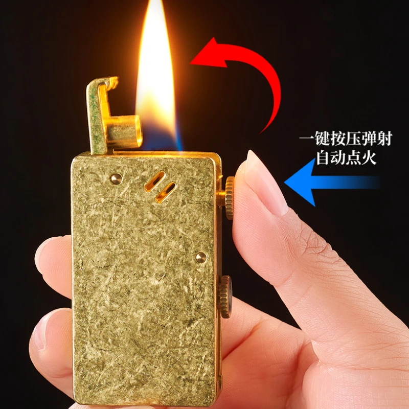 New Creative One Click Ejection Kerosene Lighter Windproof Retro Metal  Personalized Lighter Men's Smoking Gadget Gift - AliExpress