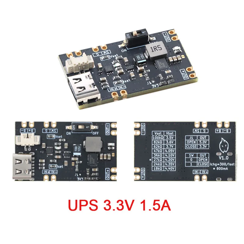 STM32 ESP32 장치용 C형 3.3V 5V 출력 1.5A 리튬 배터리 충전 기능이 있는 미니 UPS 전원 모듈