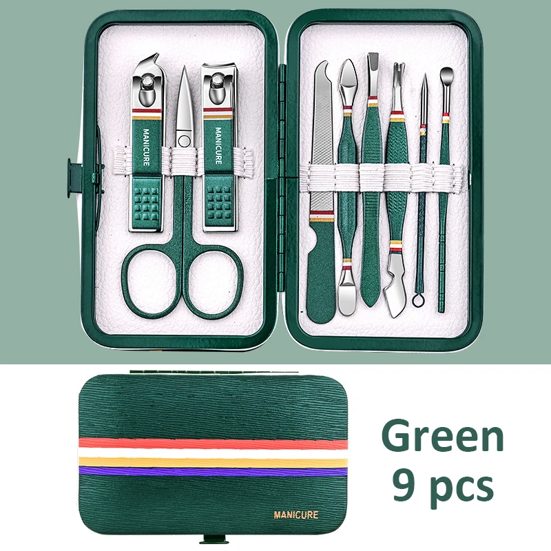 9-19pcs/set Nail Cutter Set Stainless Steel Nail Clippers Set With Folding Bag Manicure Kits Scissors Makeup Beauty Tool 4