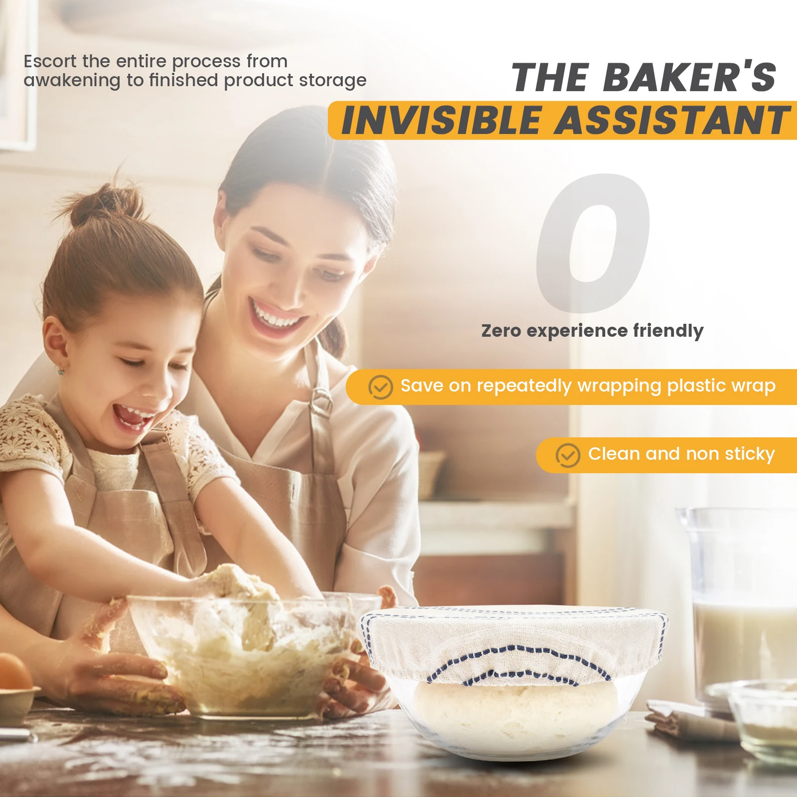 3/6Pcs Bowl Cover Elastic Bread Fermentation Cover Reusable Sourdough Fermentation Jar Covers Set for Baking Kitchen Accessories