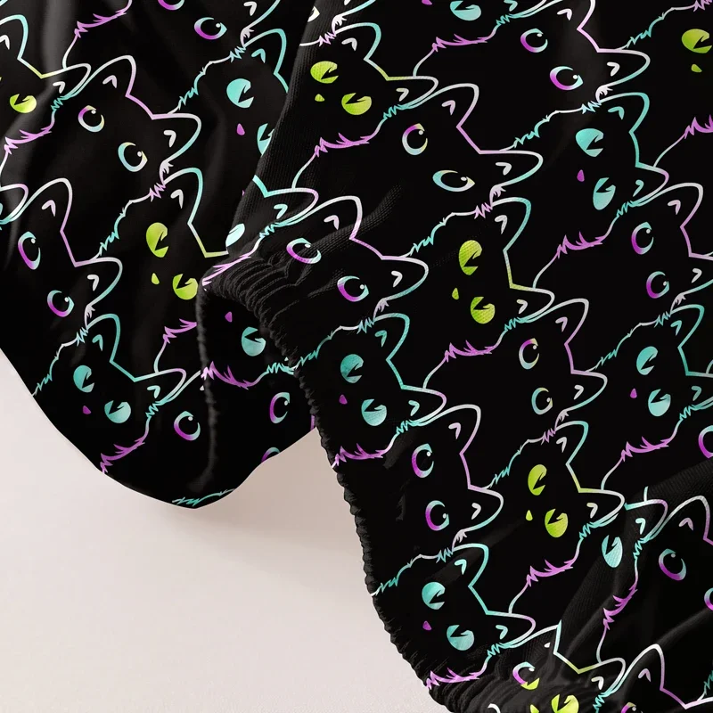 1 cartoon animal little cat printed matte Fitted Sheet, bedroom printed bed cover, bedding (excluding pillowcases) 5