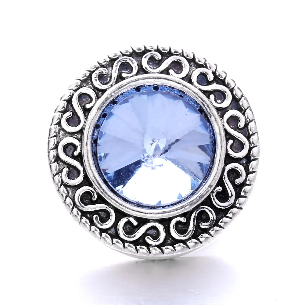 20pcs Crystal Round 18mm Metal Snap Buttons For Snap Button Bracelet Bangle Necklace Jewelry