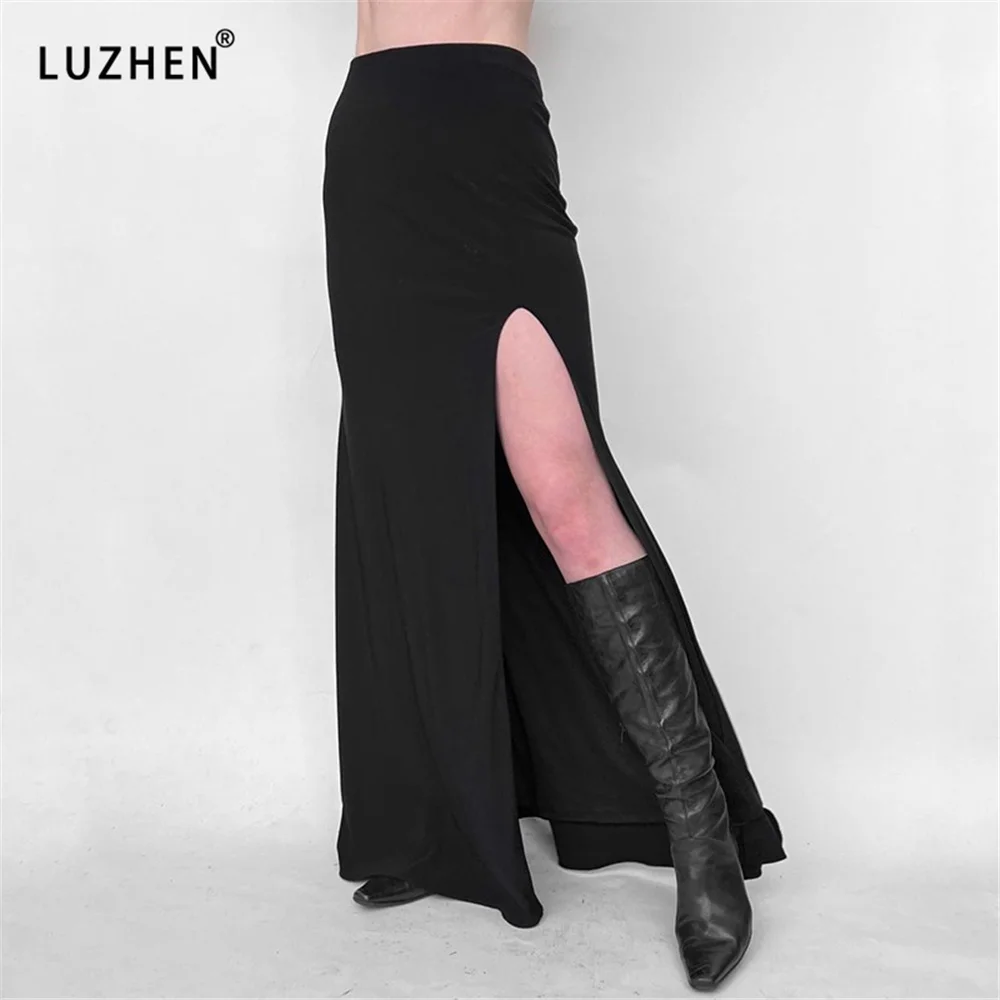 

Elegant Slim Black Skirt Women'S 2023 High Waist Hip Wrap Long Skirt Split Hem Office Slim Casual Simple Faldas Skirt Clothing