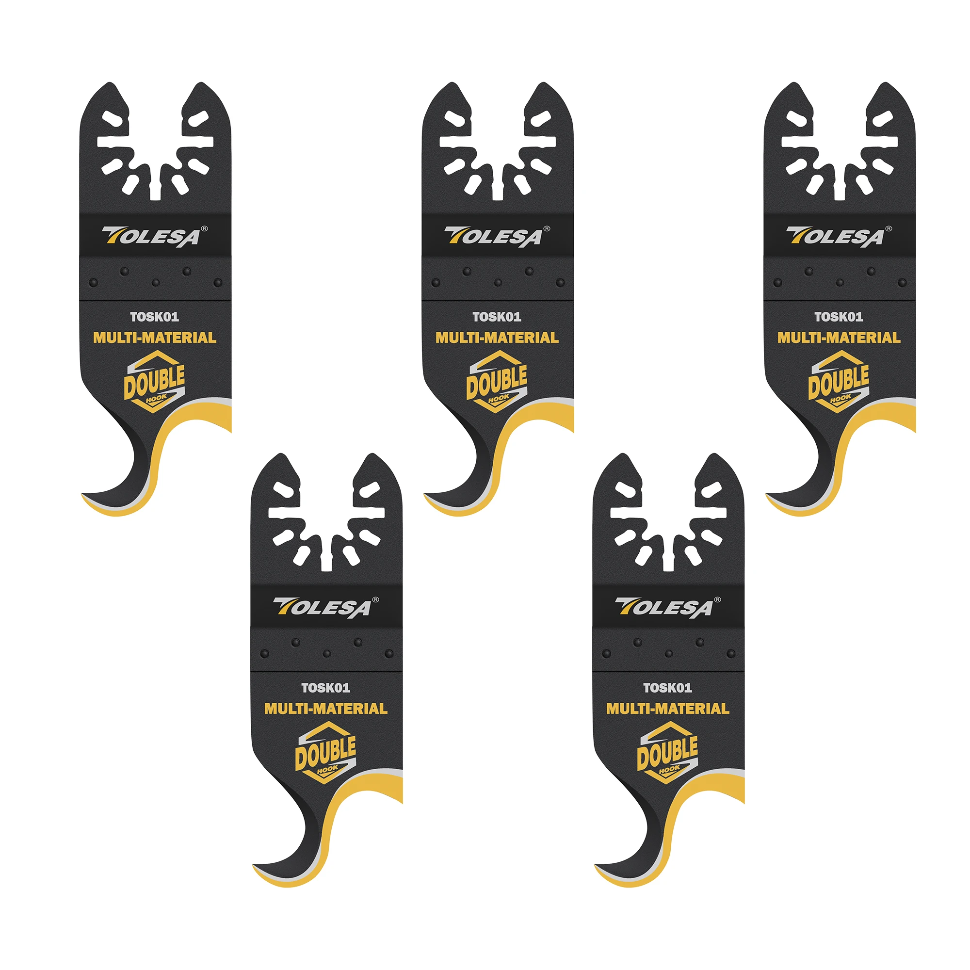 TOLESA 5 Stück oszillierende Multitool-Hakenmesserklinge, Multitool-Sägeblätter zum Schneiden von weichen Materialien, Dachschlitz, Teppich