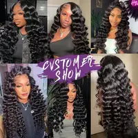 Perruque frontale 13x6 Deep Wave, perruques frontales en dentelle HD transparente 13x4, perruques en cheveux humains Remy bouclés profonds sans colle pour femmes 6