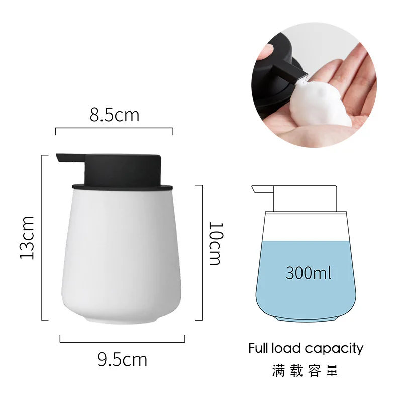 Black Ceramic Portable Soap Dispensers Mousse Separately Bottled Hand Lotion Shampoo Bath Foam Foaming Press Head Lotion Bottle images - 6