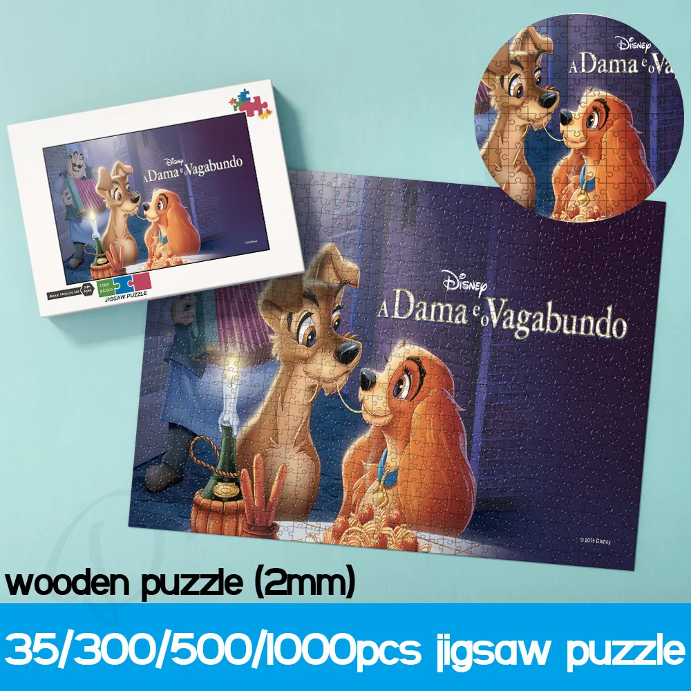 

Пазлы из мультфильма Disney для детей, леди и бродяга, домашние собаки и бродячие собаки, деревянные пазлы из 1000 частей, игрушки ручной работы