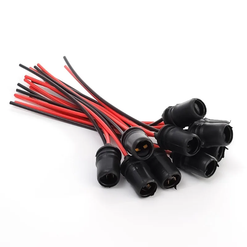 10-1pcs DC12V T10 W5W 147 Socket Marker Light Holder Connector Wire Bulb Harness Motorcycle Instrument Lights Replacement Parts