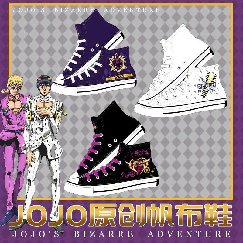 

Anime JoJo's Bizarre Adventure Cosplay Shoes Giorno Giovanna Bruno Bucciarati Kira Yoshikage Sneaker High Top Casual Canvas Shoe