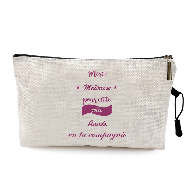 Teacher's Day Graduation Gift Cosmetic Bag Super Atsem Merci Maitresse Print Women Neceser Makeup Bag Pouch Travel Organizer Pattern 9