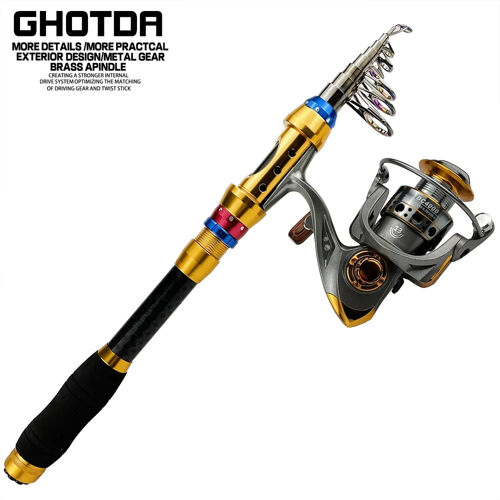 

Fishing Kit Telescopic Fishing Rod Spinning Reel Metal Spool Coil Superhard Pole 1.8/2.1/2.4/2.7/3.0/3.6M