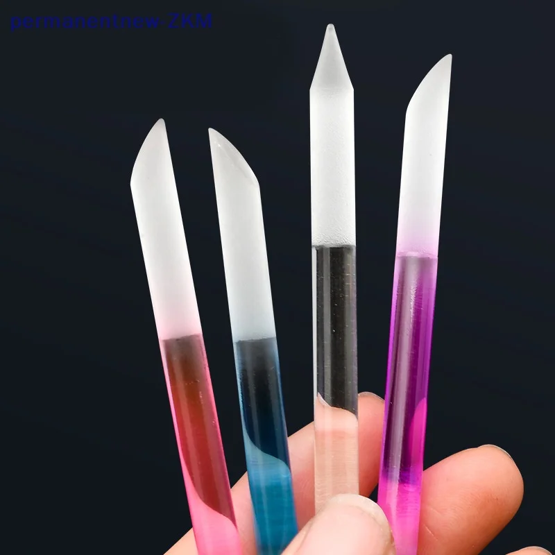 Glass Cuticle Pusher 3/1Pcs Double Sided Crystal Glass Nail Files Manicure Pedicure Precision Filing