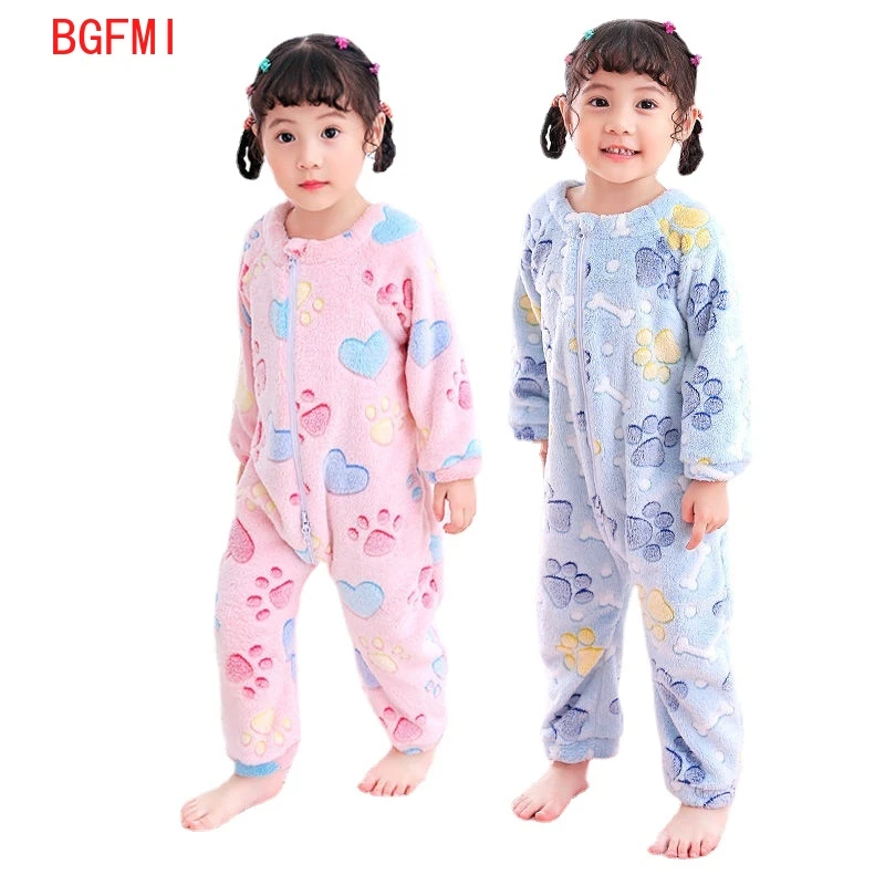 cálido de invierno niña, pijama para recién mono grueso y cálido de franela, saco de dormir estampado, pelele|Pelele entero| - AliExpress