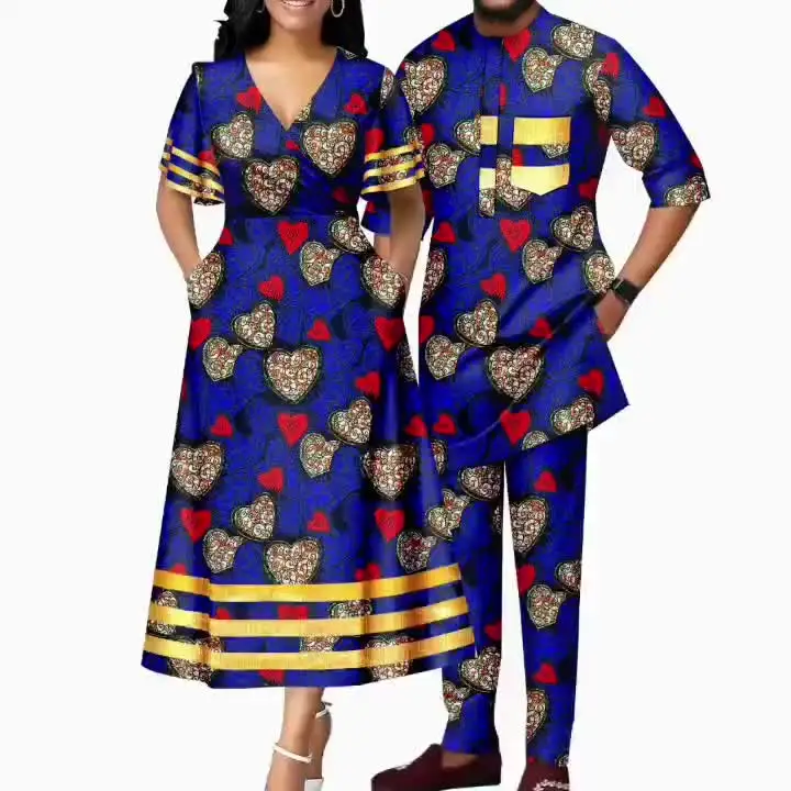 Africano Dashiki Abiti da Uomo Chiesa Casual Moda Outfit Camicia Pantaloni Set 2 Pezzi Abbigliamento Tribale, Nero e Argento., Medium
