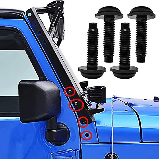 Parafusos Para-brisa Jeep Wrangler JK - 8 Peças Pretas Hihaha