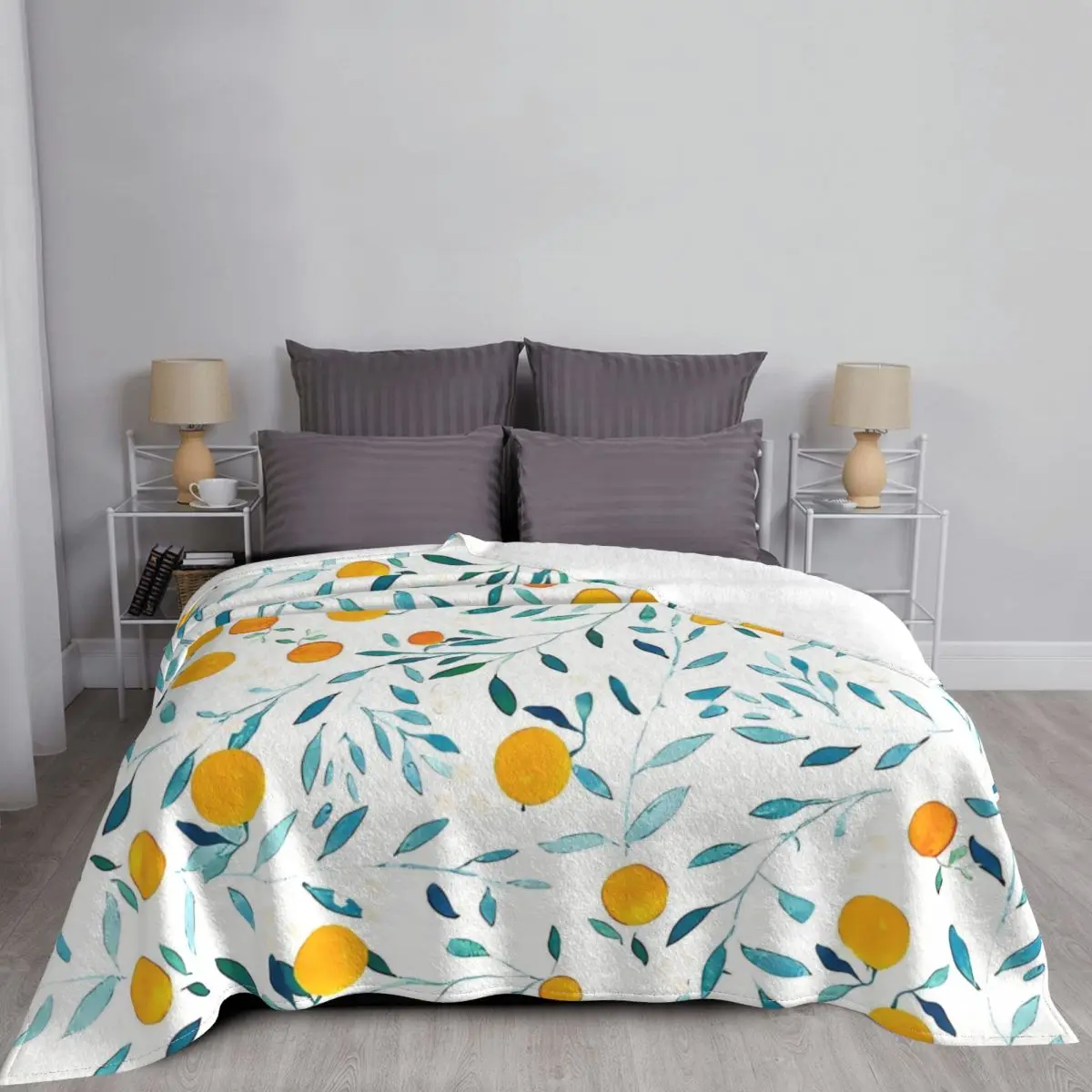 Orange Tree Portable Warm Throw Blankets for Bedding Travel