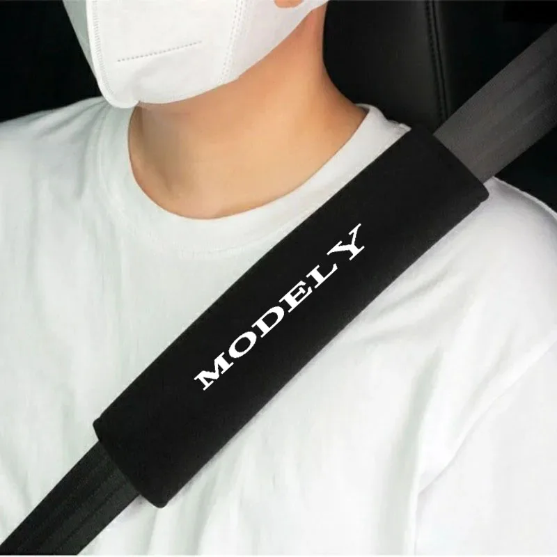 Car Seat Belt Shoulder Protector Adjustable Accessories 2Pcs For Tesla Model Y 3 S X Roadster Bonina
