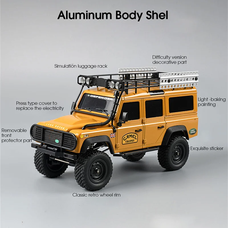 MN MN111 D110 2.4G RC카 RTR 버전 1/18 4WD 클라이밍 카 180 모터 LED 라이트 포털 액슬 금속 바디 쉘, 어린이 장난감 선물