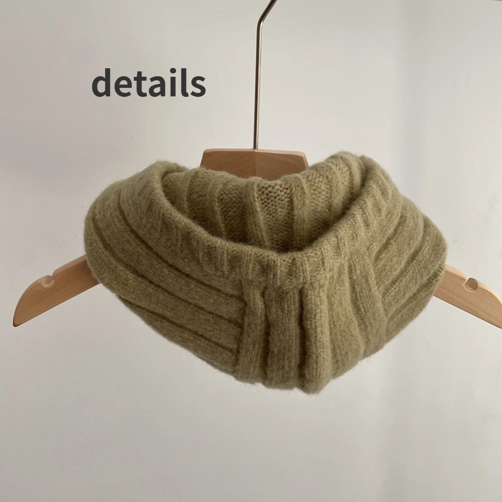 2023 Korea Wool Balaclava Winter Hat for Women Men Unisex Knitted Hooded Caps Outdoor Warmer One-Piece Neck Collar Beanies Cap 6